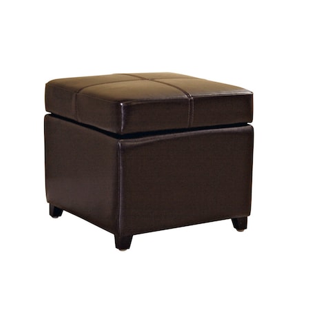 Baxton Studio Dark Brown Full Leather Storage Cube Ottoman A-1776